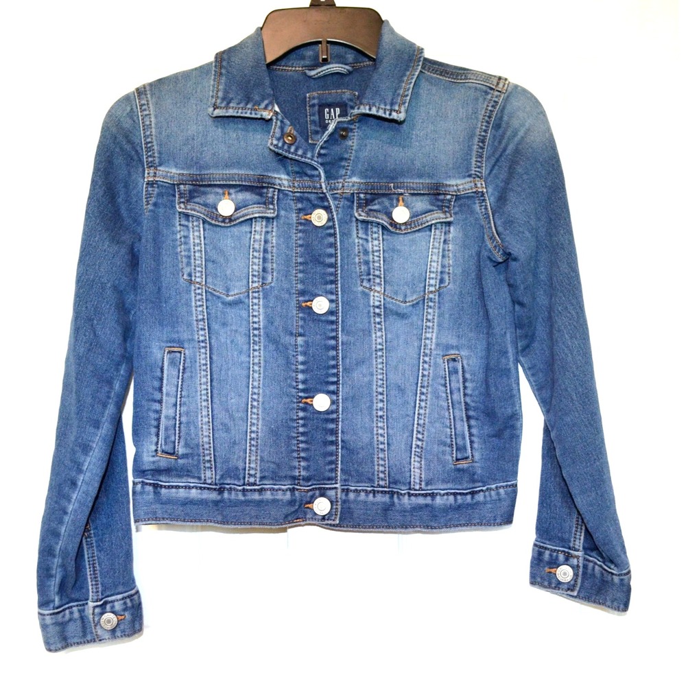 Gap Blue Denim Button Front Trucker Jacket‎ Youth Girls Size L